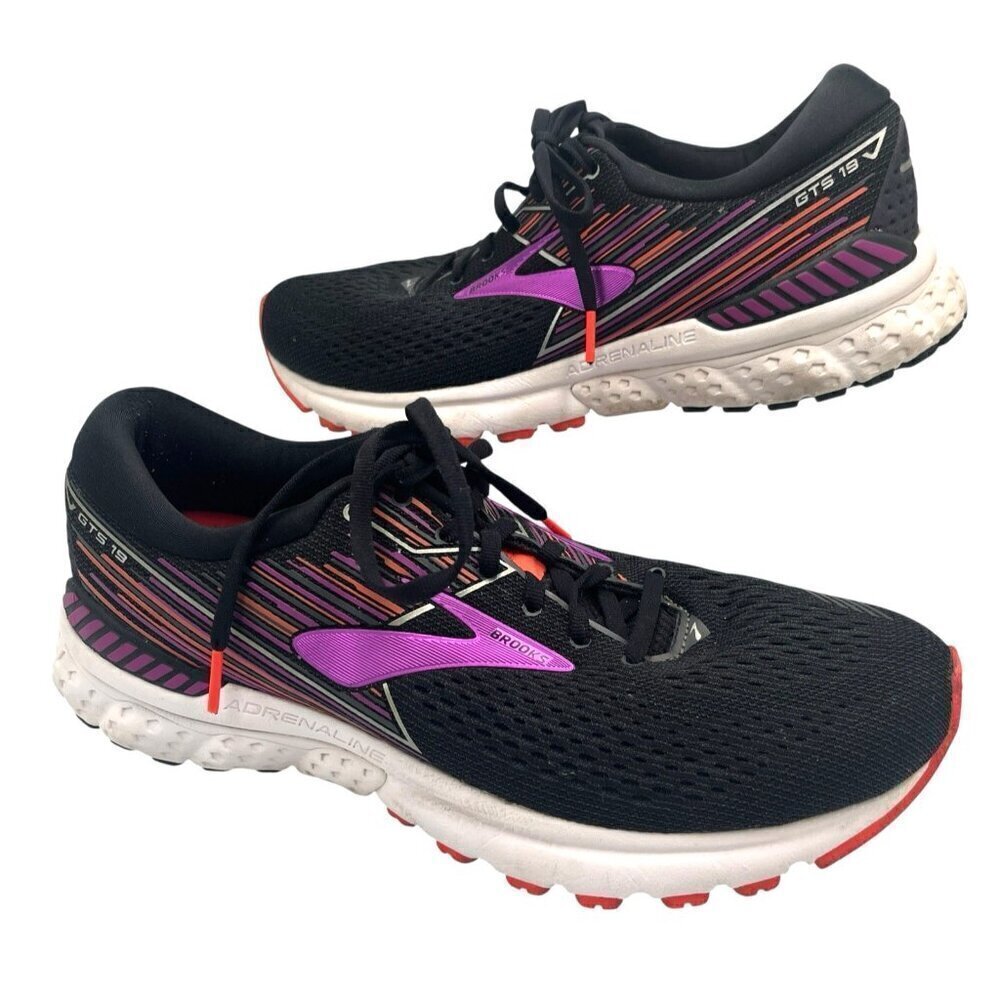Brooks Adrenaline GTS 19 Womens 11B Athletic Running Shoes Sneaker Black Purple